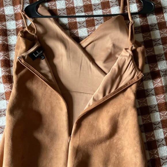 Lulu's Chic Tan Mini Dress. Spaghetti straps. Size M. - Picture 5 of 9